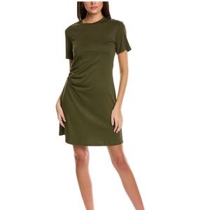 Theory S side Draper dress in dark olive
